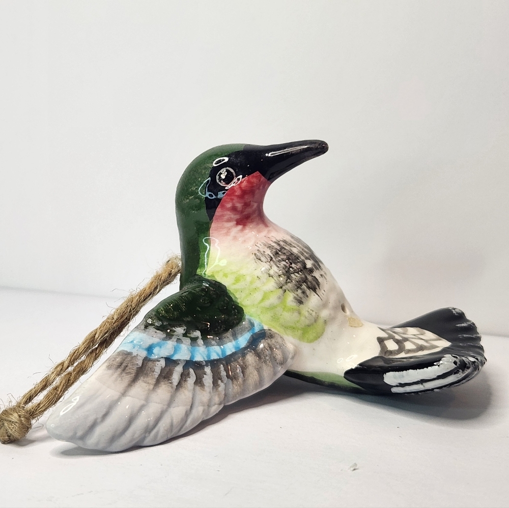 Colorful Ceramic Hummingbird Ornament